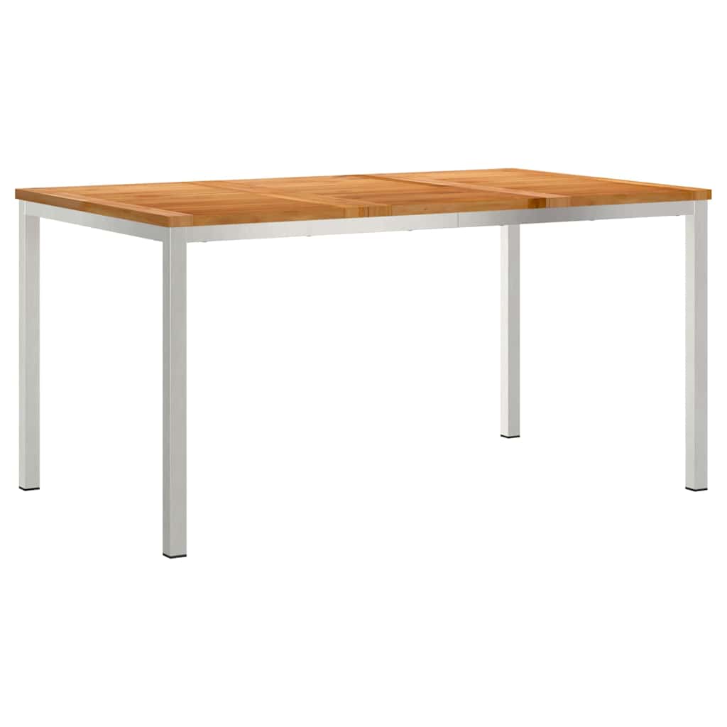 Spisebord 150x90x75 cm Massiv teaktræ og rustfrit stål
