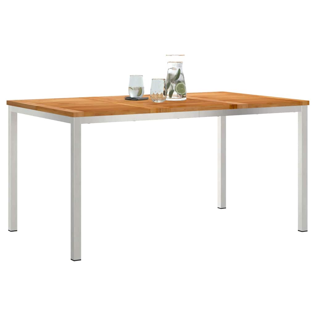 Spisebord 150x90x75 cm Massiv teaktræ og rustfrit stål