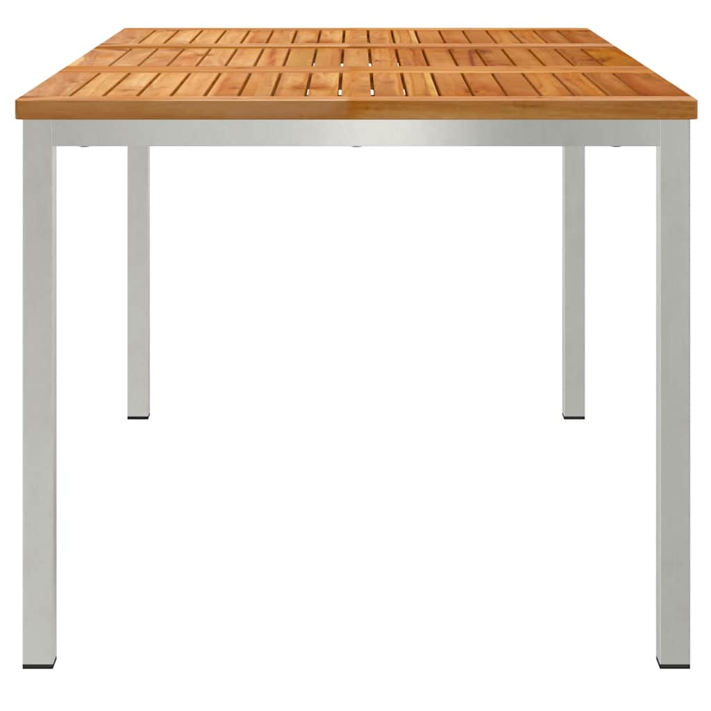 Spisebord 150x90x75 cm Massiv teaktræ og rustfrit stål