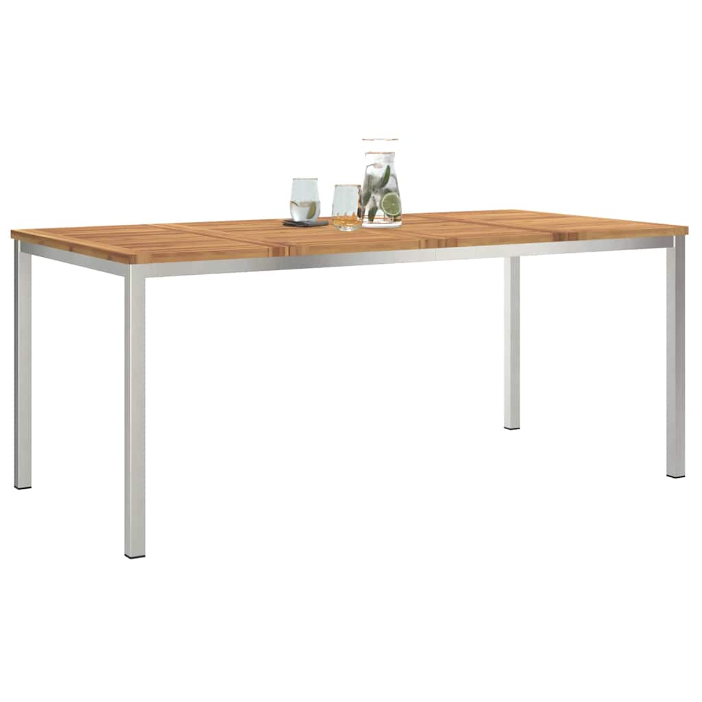 Spisebord 180x90x75 cm Massiv akacietræ og rustfrit stål