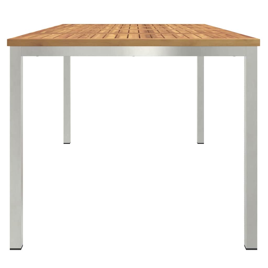Spisebord 180x90x75 cm Massiv akacietræ og rustfrit stål