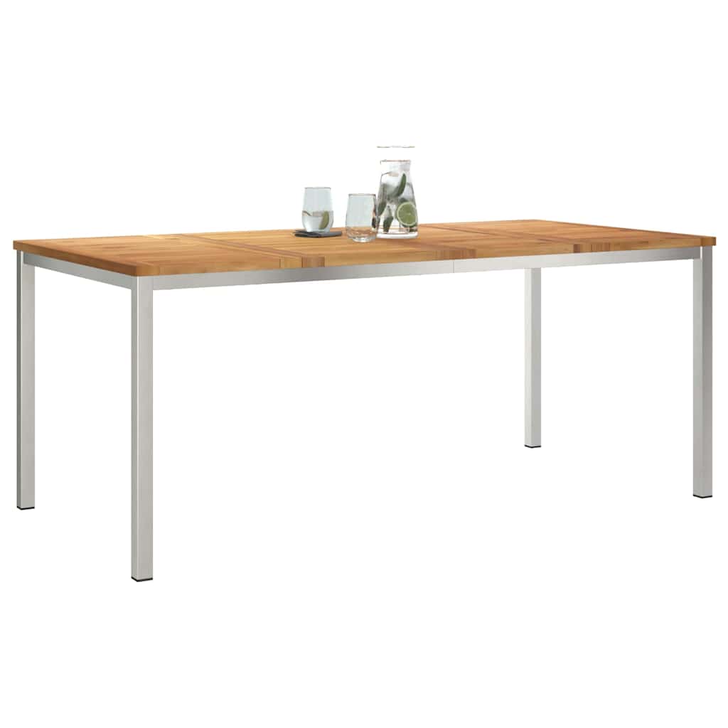Spisebord 180x90x75 cm Massiv teaktræ og rustfrit stål