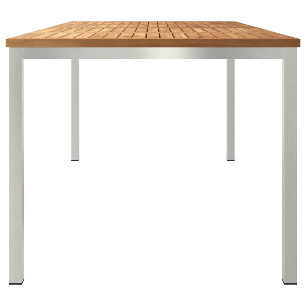 Spisebord 180x90x75 cm Massiv teaktræ og rustfrit stål