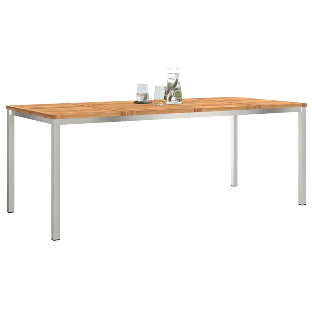 Spisebord 200x90x75 cm Massiv akacietræ og rustfrit stål