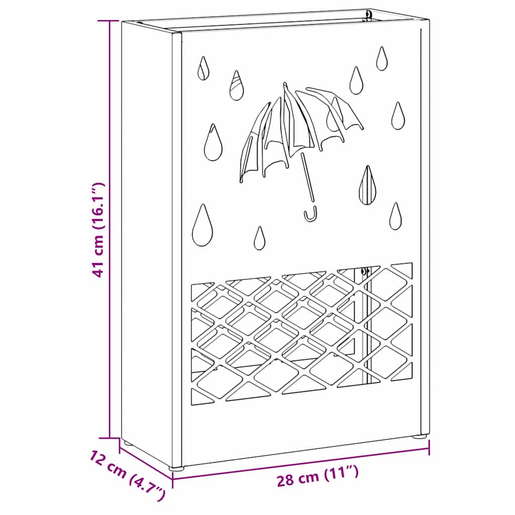 Regn Paraply Stativ Sennepsgul 28 x 12 x 41 cm Stål