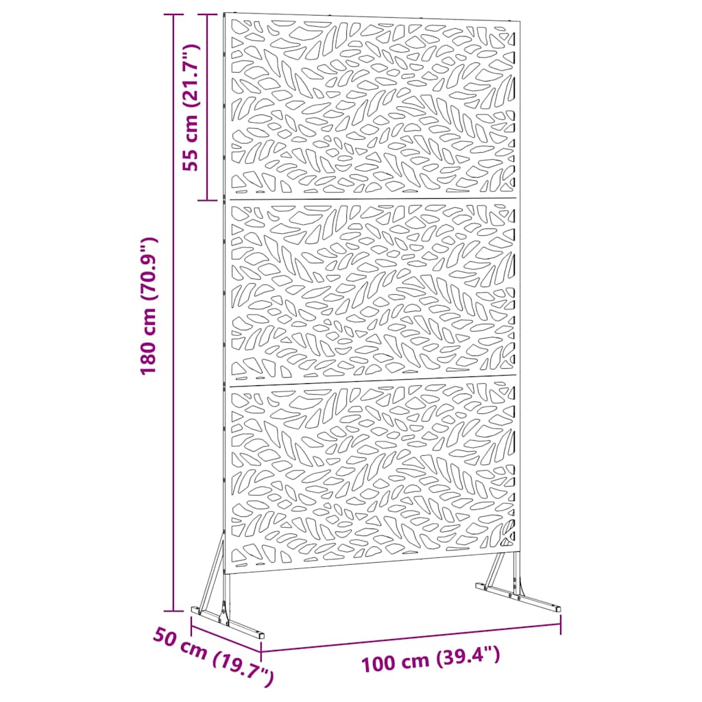 Privatlivsskærm 100 x 50 x 180 cm Stål Hvid