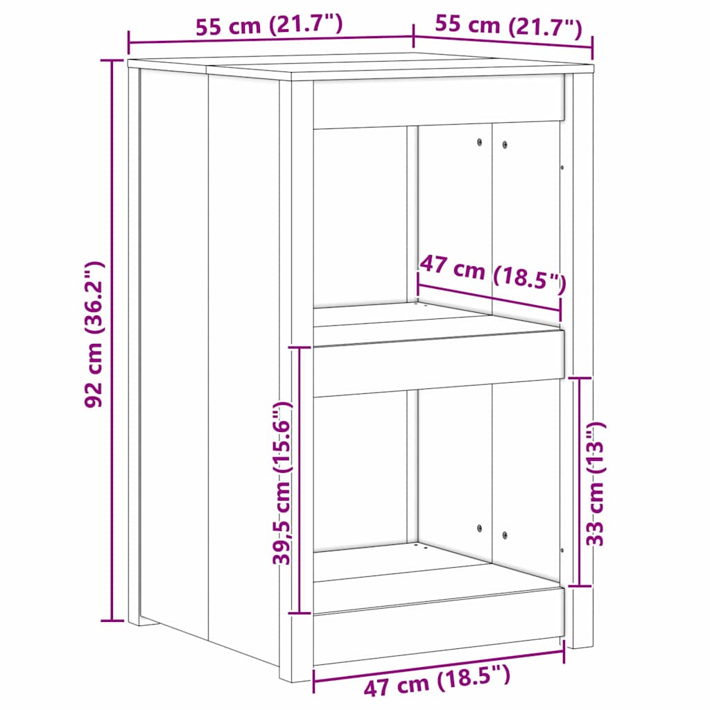 Køkkenskab MEPPEL Brun eg 55 x 55 x 92 cm Massiv fyrretræ