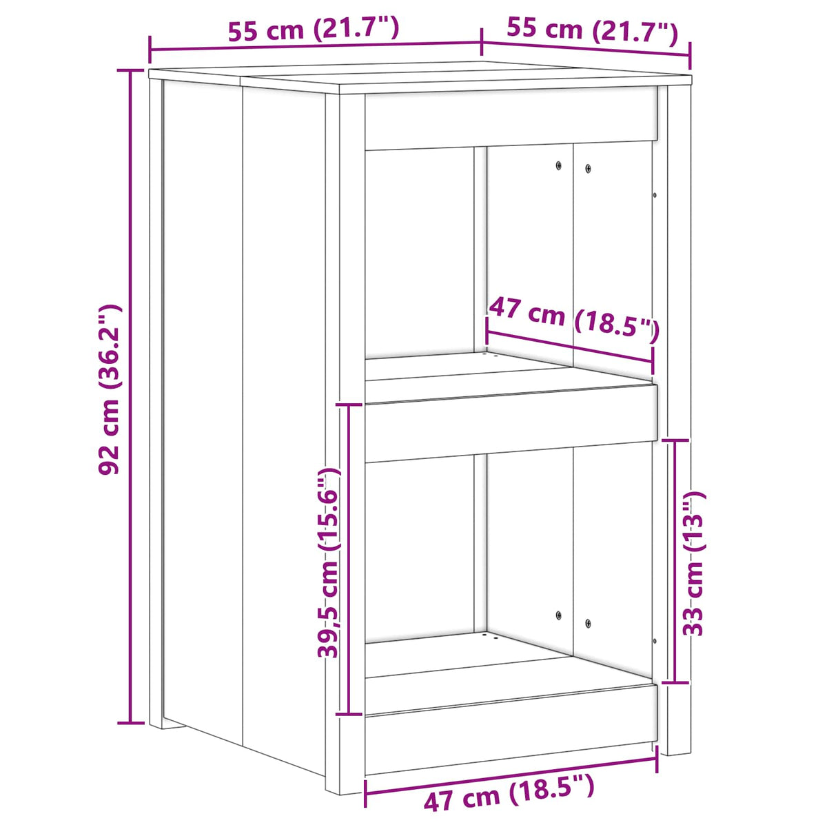 Køkkenskab MEPPEL Brun eg 55 x 55 x 92 cm Massiv fyrretræ
