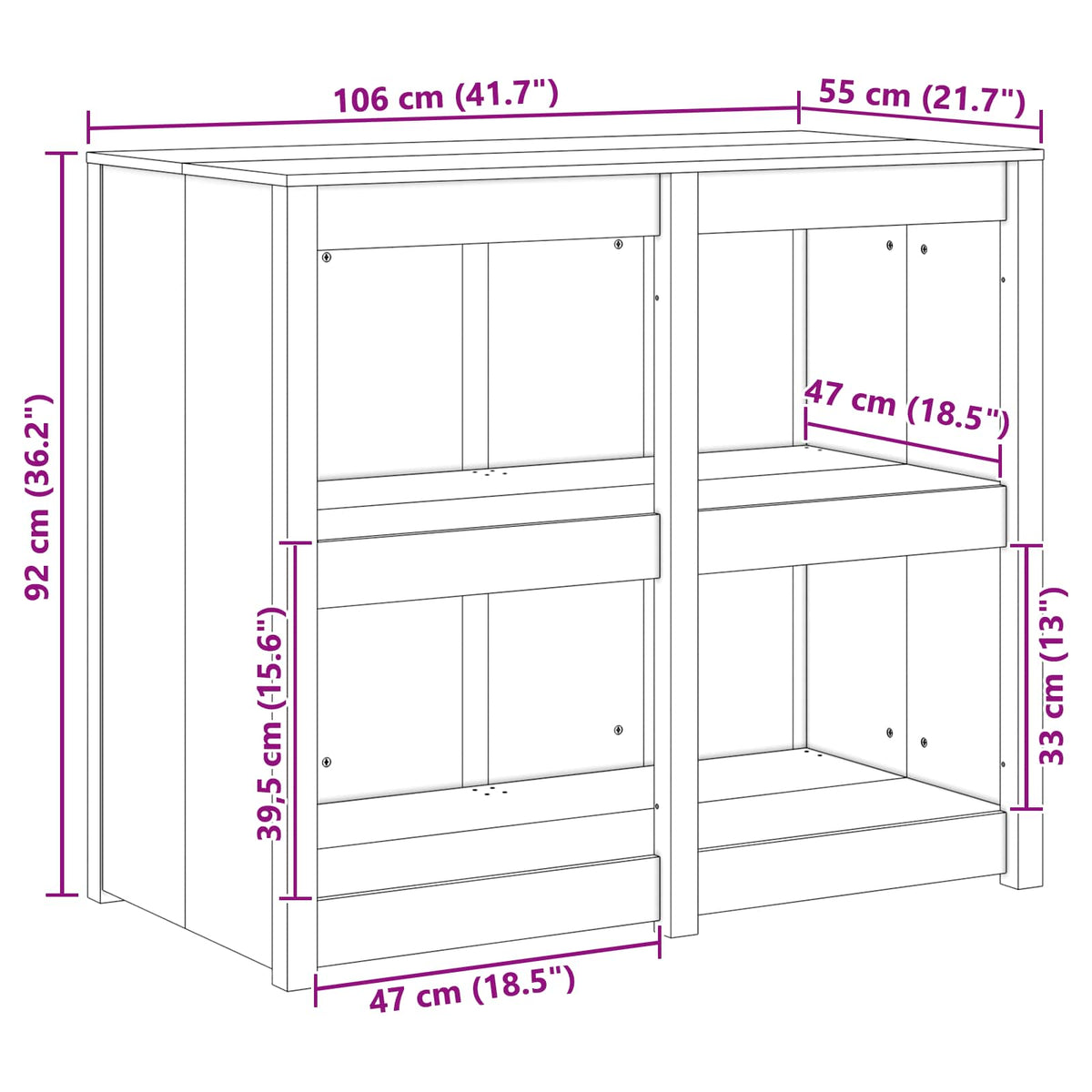 Køkkenskab MEPPEL Varm hvid 106 x 55 x 92 cm