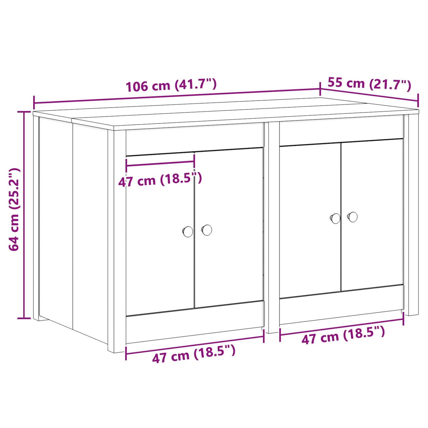 Køkkenskab MEPPEL Brun eg 106 x 55 x 64 cm Massivt fyrretræ
