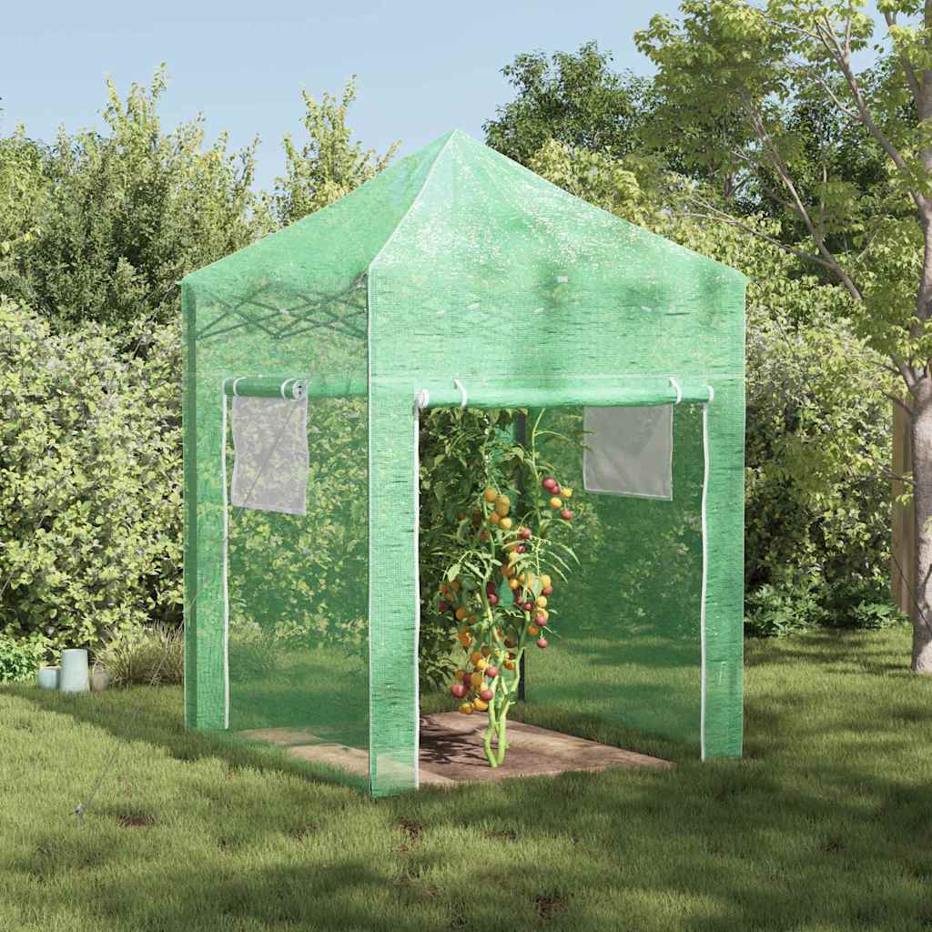 Drivhus med op-poppende ramme Grøn 200 x 200 x 300 cm Jern