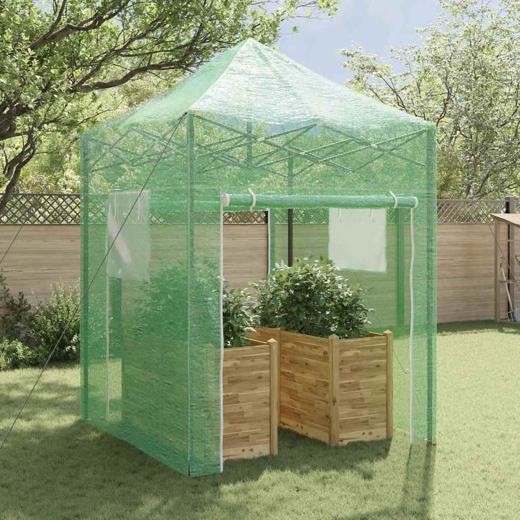 Drivhus med op-poppende ramme Grøn 200 x 200 x 300 cm Jern