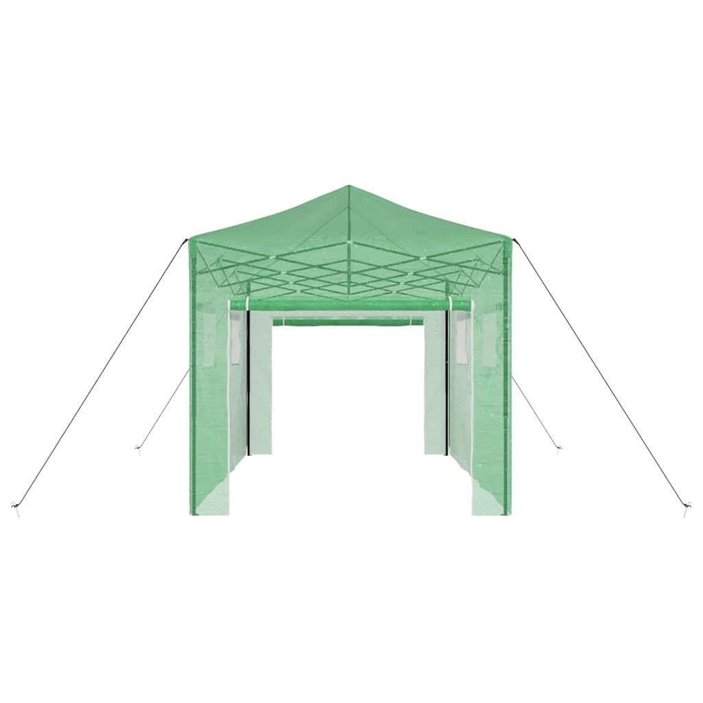 Drivhus med op-poppende ramme Grøn 280 x 410 x 315 cm Jern