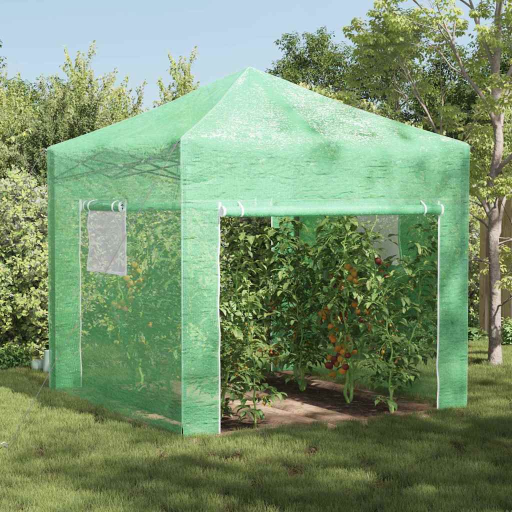 Drivhus med op-poppende ramme Grøn 290 x 290 x 315 cm Jern