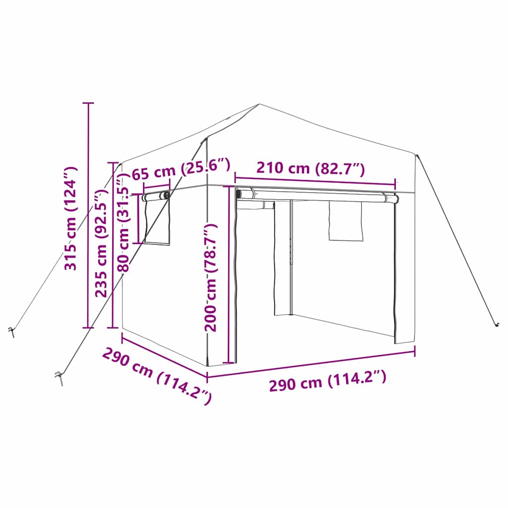 Drivhus med op-poppende ramme Grøn 290 x 290 x 315 cm Jern