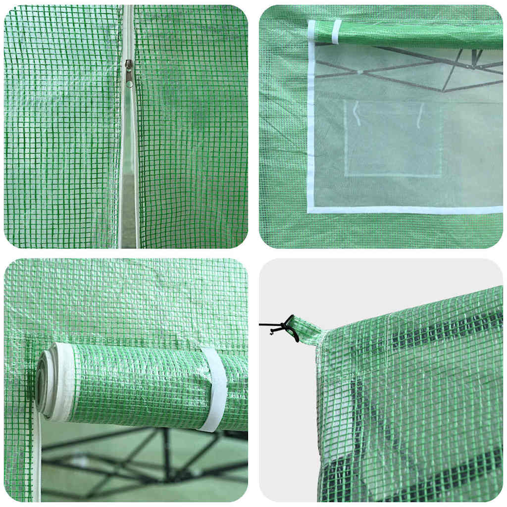 Drivhus med op-poppende ramme Grøn 290 x 430 x 315 cm Jern
