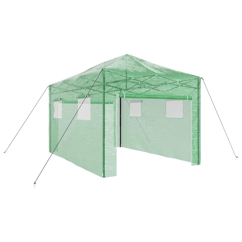 Drivhus med op-poppende ramme Grøn 290 x 430 x 315 cm Jern