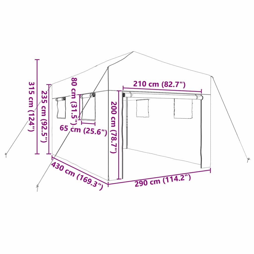 Drivhus med op-poppende ramme Grøn 290 x 430 x 315 cm Jern