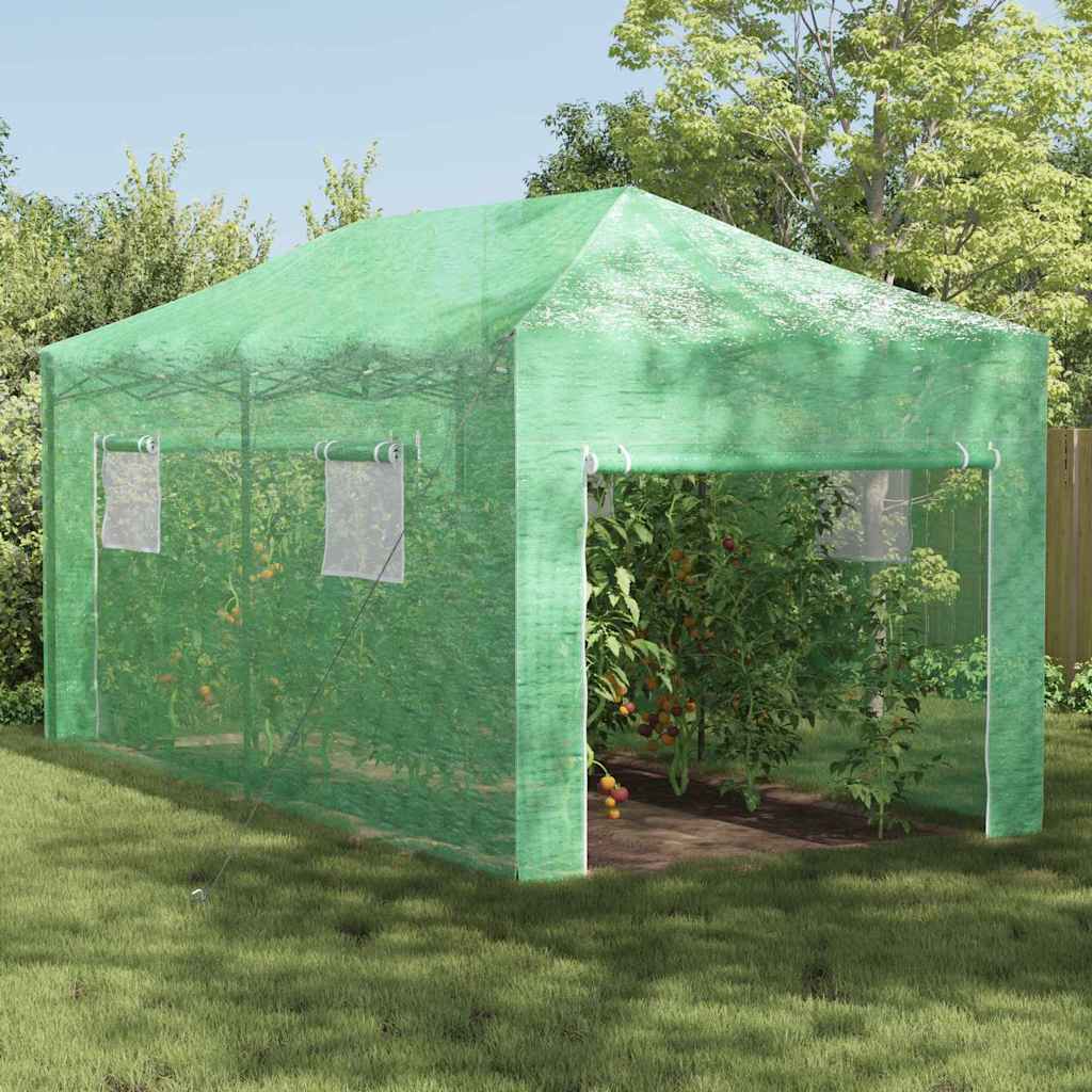 Drivhus med op-poppende ramme Grøn 290 x 580 x 315 cm Jern