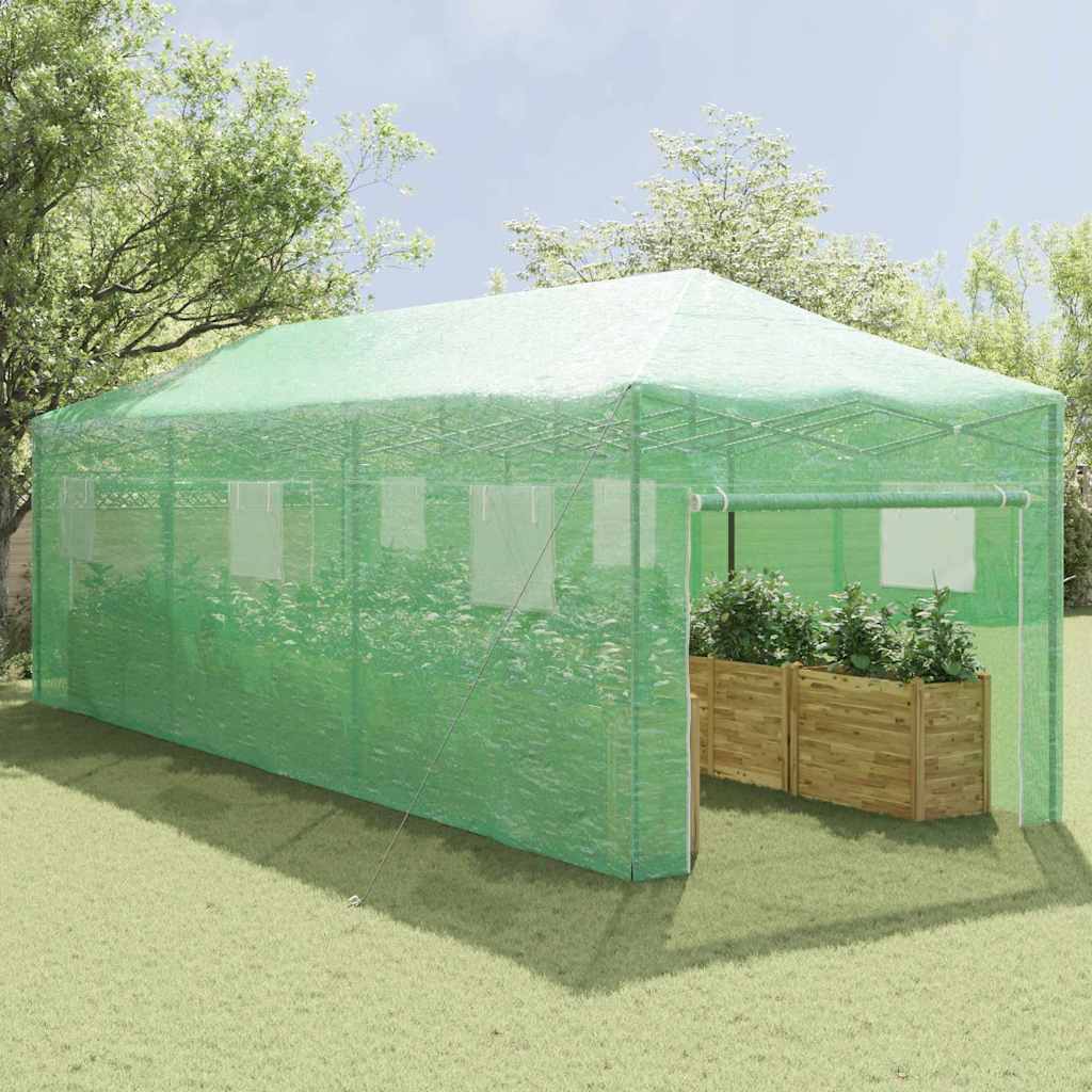 Drivhus med op-poppende ramme Grøn 290 x 870 x 315 cm Jern