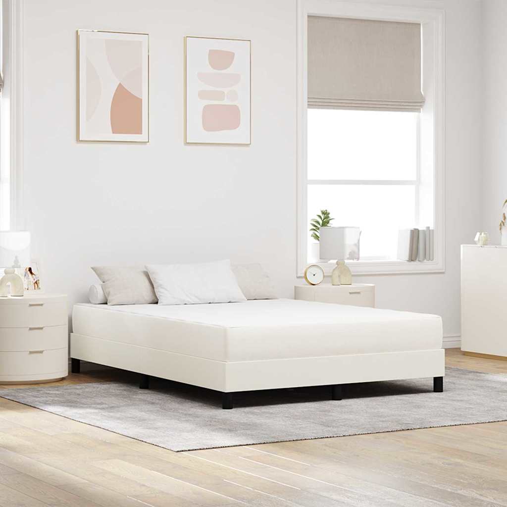 Sengemadras med madras Creme 140 x 190 cm Stof