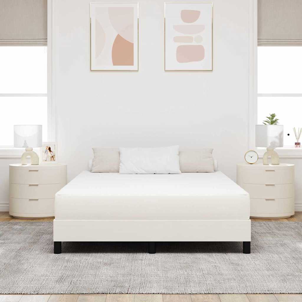 Sengemadras med madras Creme 140 x 200 cm Stof
