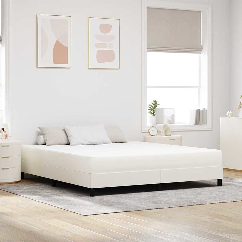 Sengemadras med madras Creme 180 x 200 cm Stof