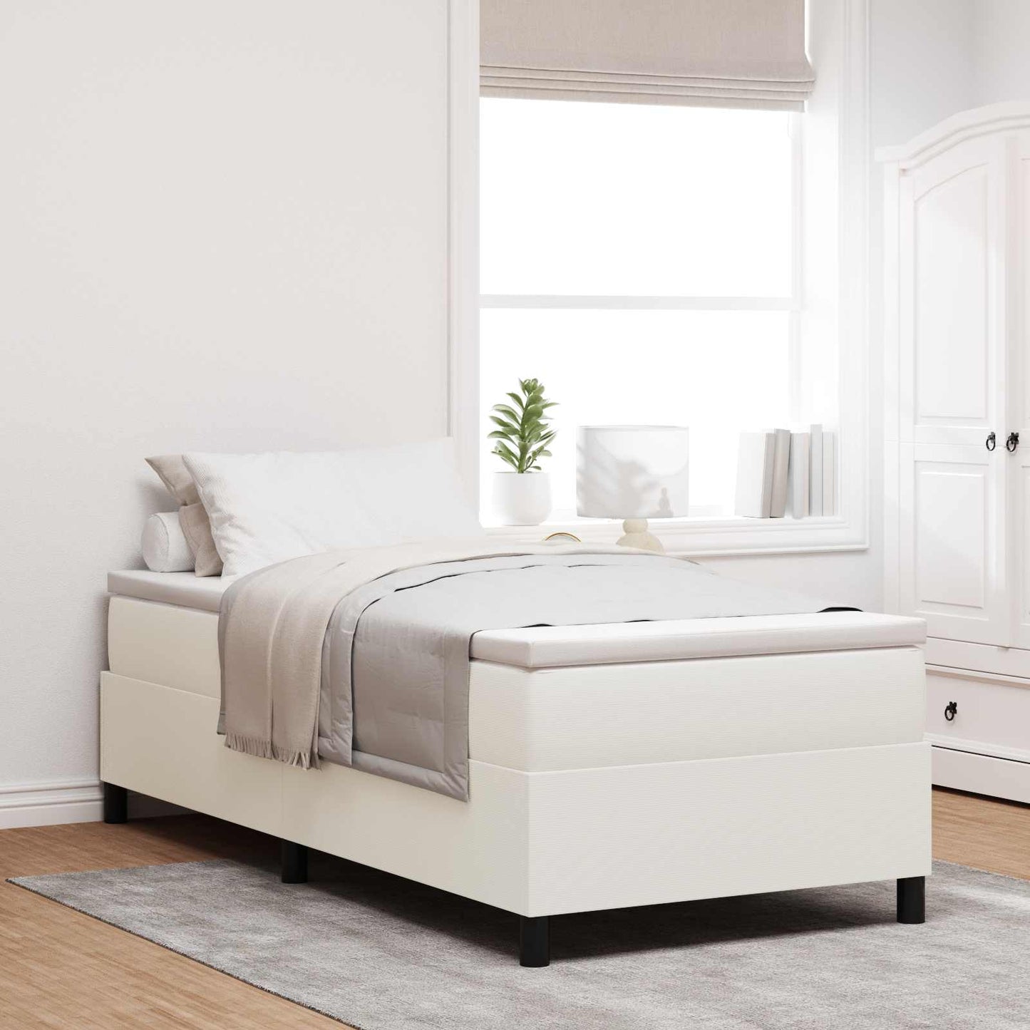 Platform sengestel Creme 100 x 200 cm Velourstof