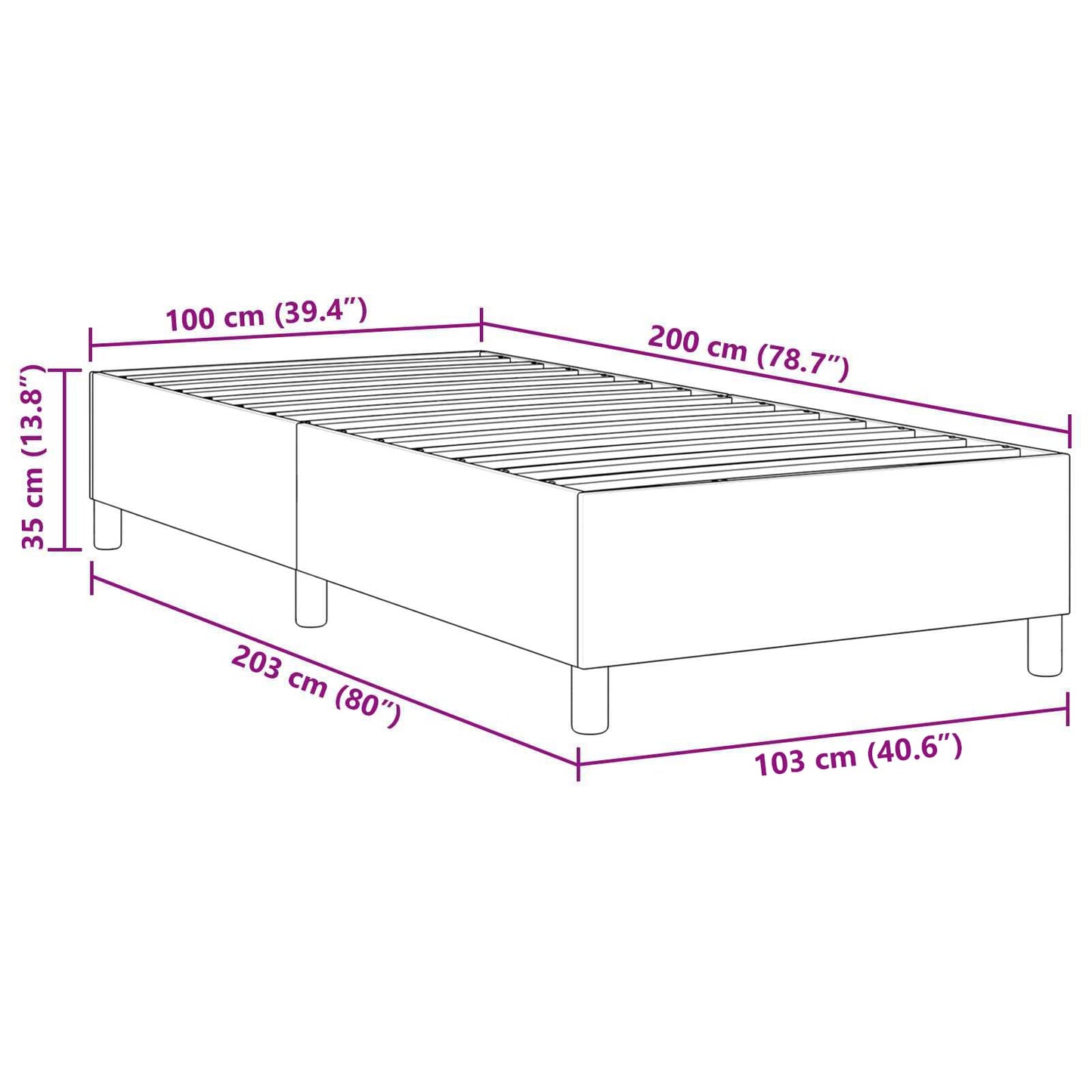 Platform sengestel Creme 100 x 200 cm Velourstof