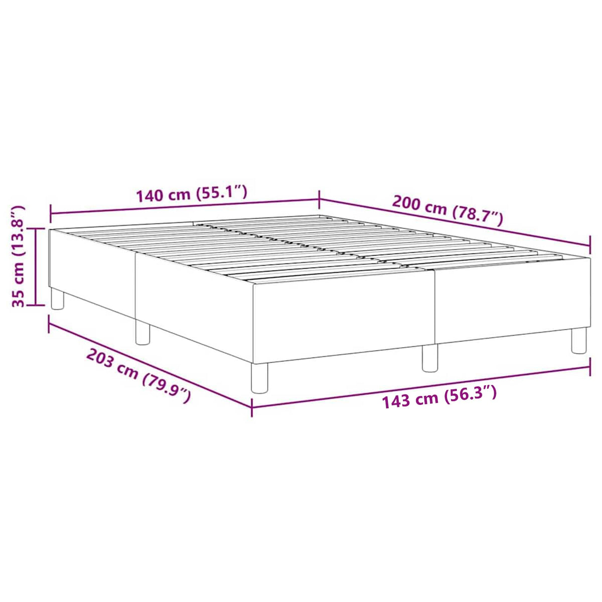 Platform sengestel Creme 140 x 200 cm Velourstof