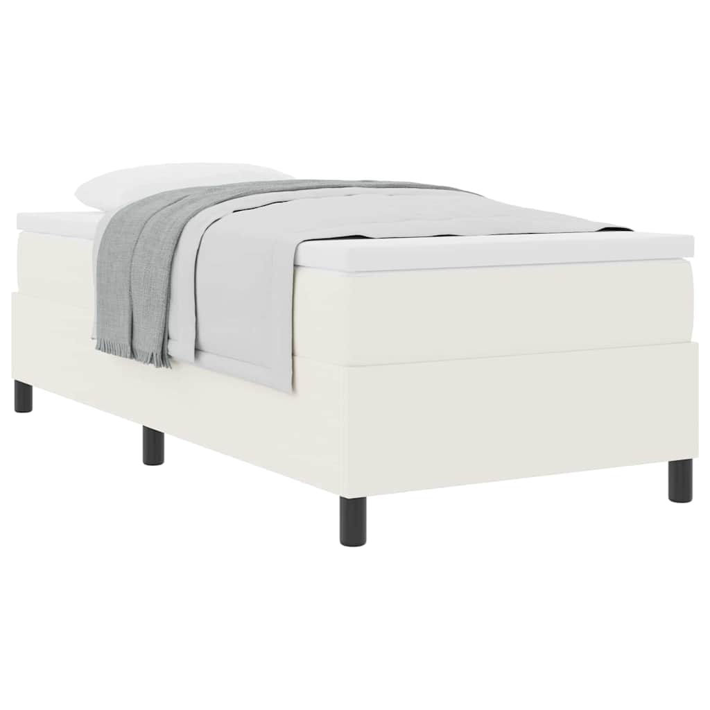 Box spring seng Creme og hvid 100 x 200 cm Velourstof