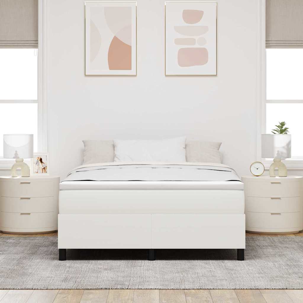 Box spring seng Creme og hvid 140 x 200 cm Velourstof