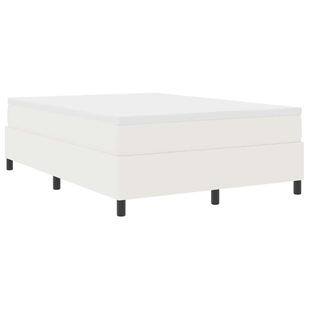 Box spring seng Creme og hvid 140 x 200 cm Velourstof
