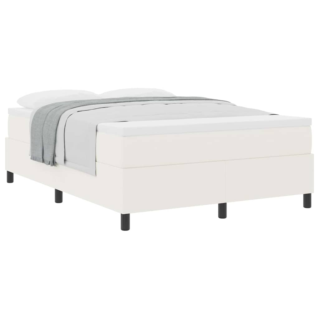Box spring seng Creme og hvid 140 x 200 cm Velourstof