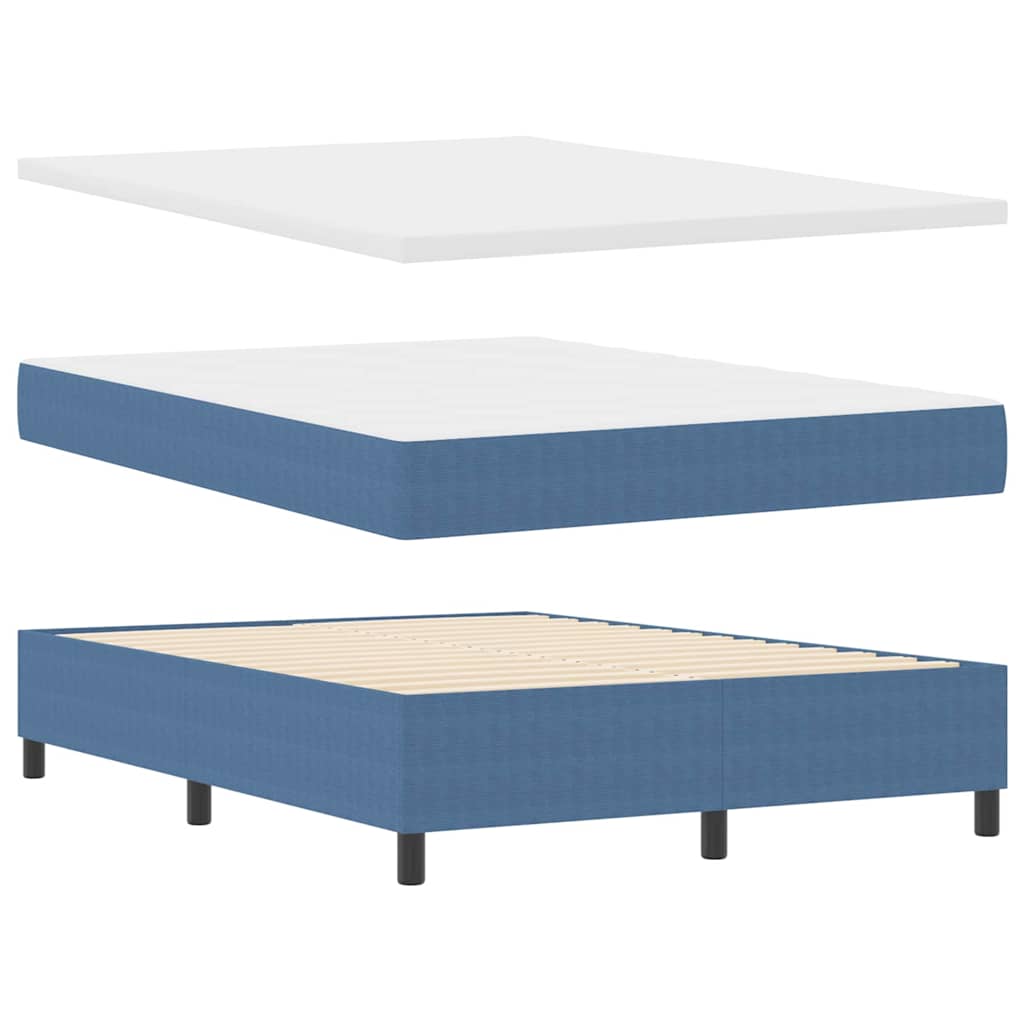 Box spring seng Blå og Hvid 160 x 200 cm Velourstof