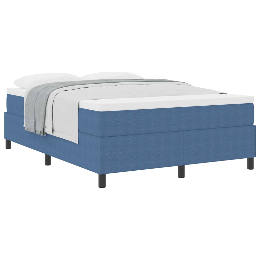 Box spring seng Blå og Hvid 160 x 200 cm Velourstof