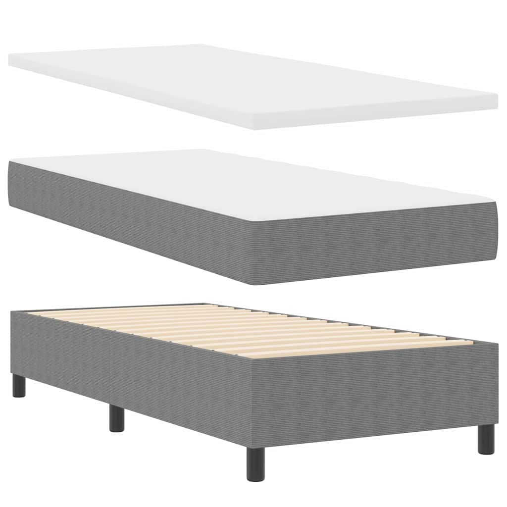 Box spring seng Lys Grå og Hvid 100 x 200 cm Velourstof