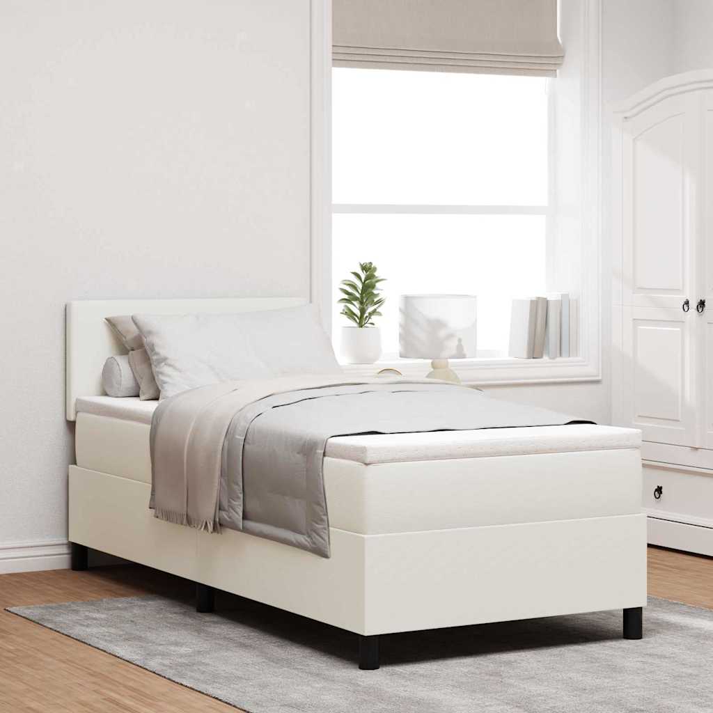 Kontinentalseng i velour, creme/hvid 100 x 200 cm - justerbar gavl