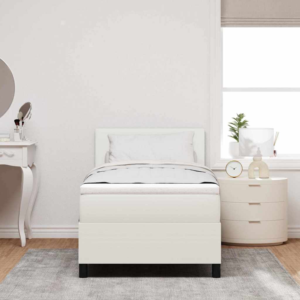 Box spring seng Creme og hvid 100 x 200 cm Velourstof