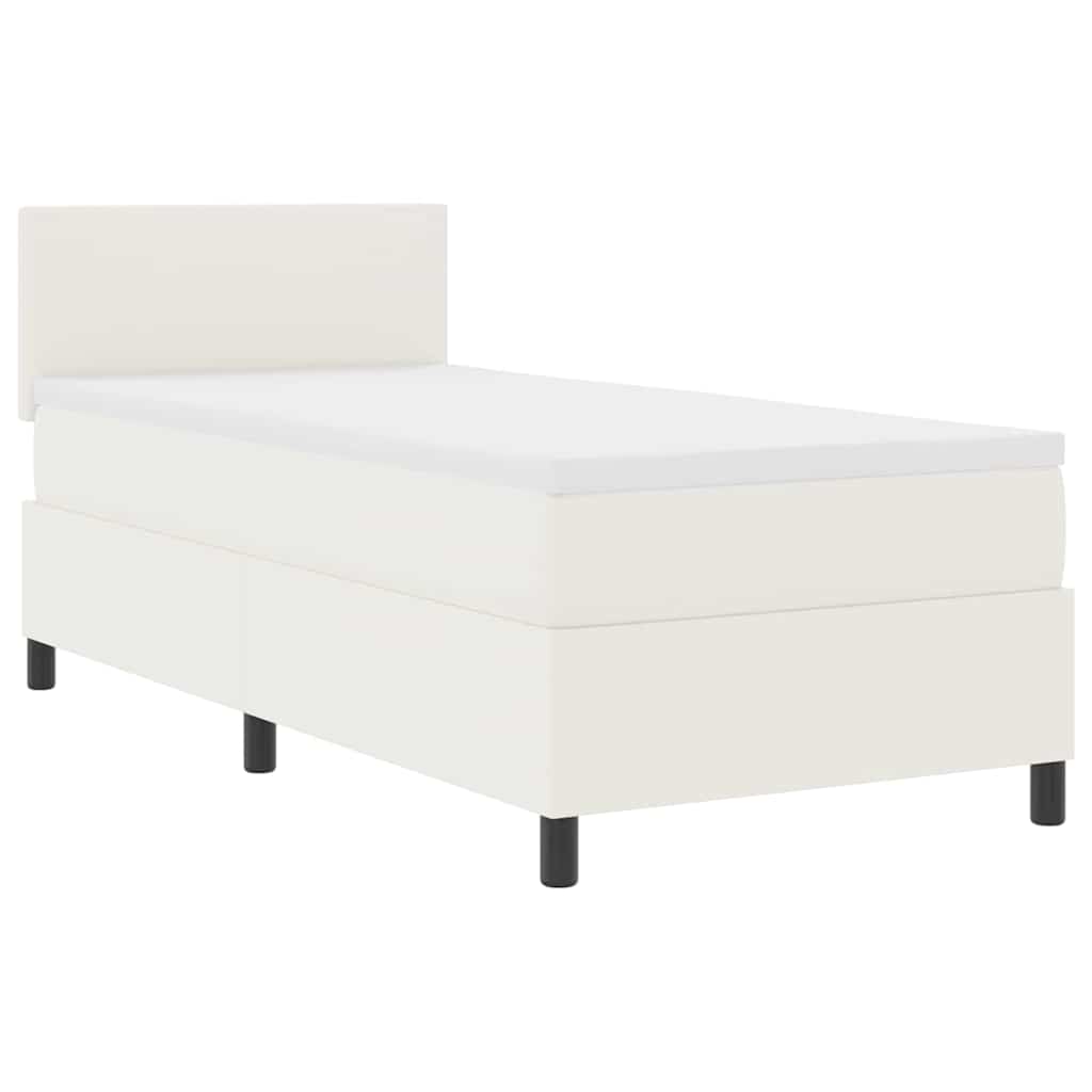 Box spring seng Creme og hvid 100 x 200 cm Velourstof