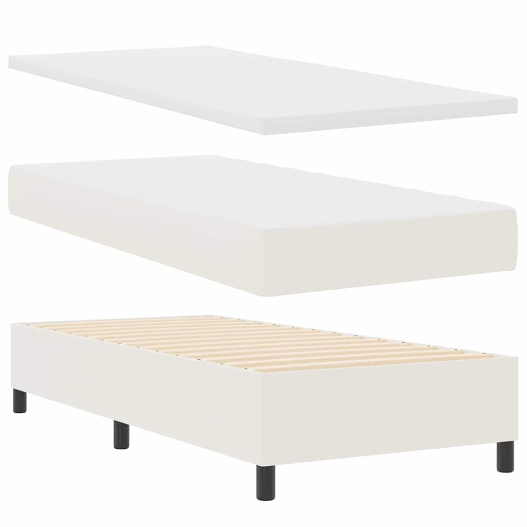 Box spring seng Creme og hvid 100 x 200 cm Velourstof