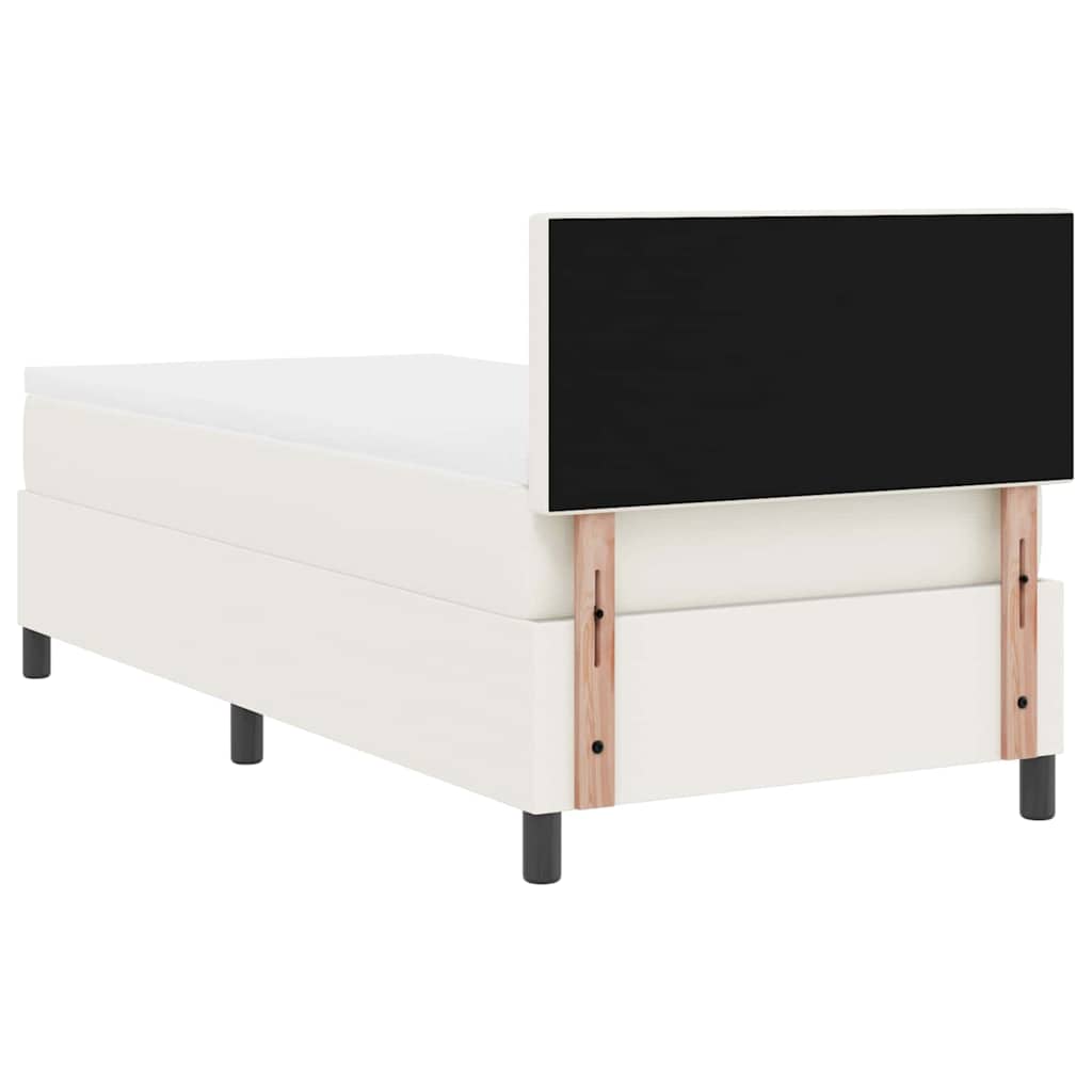 Box spring seng Creme og hvid 100 x 200 cm Velourstof