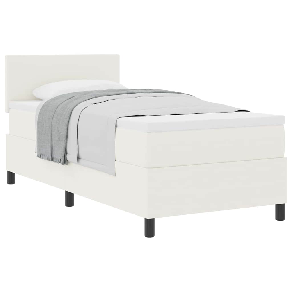 Box spring seng Creme og hvid 100 x 200 cm Velourstof
