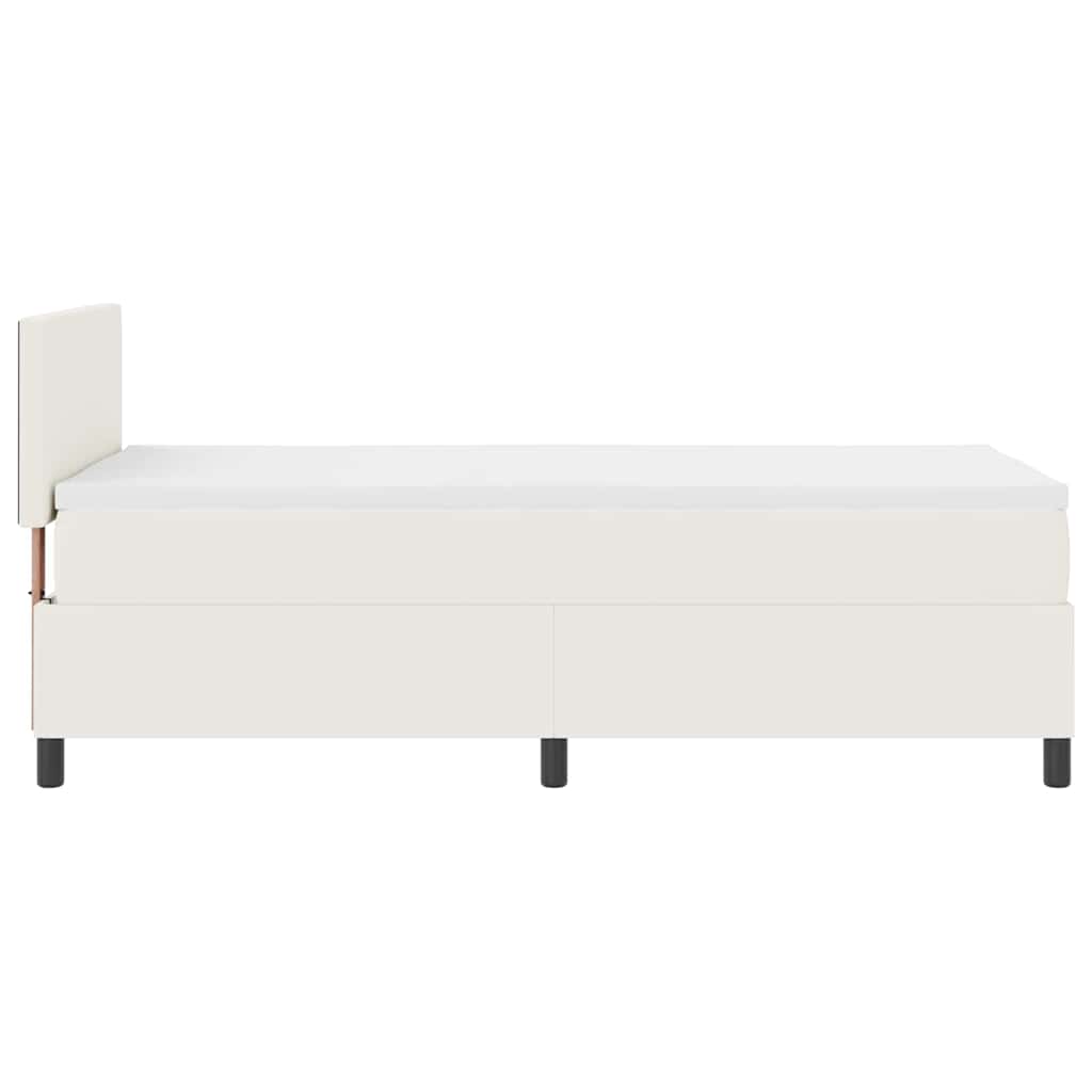 Box spring seng Creme og hvid 100 x 200 cm Velourstof