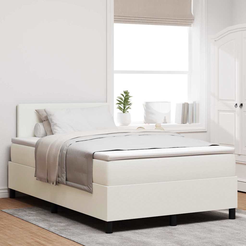 Box spring seng Creme og hvid 120 x 200 cm Velourstof