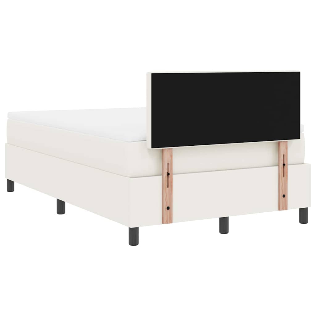 Box spring seng Creme og hvid 120 x 200 cm Velourstof