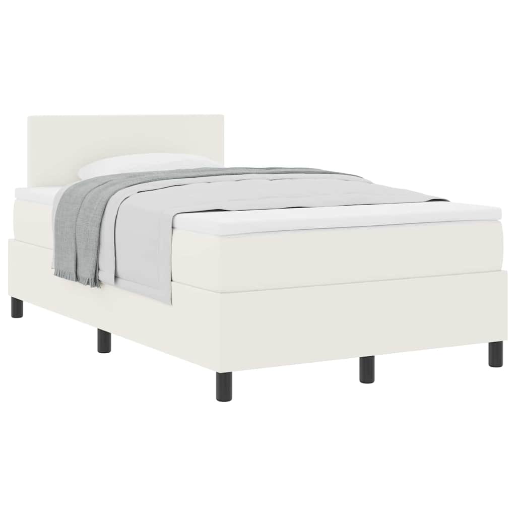 Box spring seng Creme og hvid 120 x 200 cm Velourstof