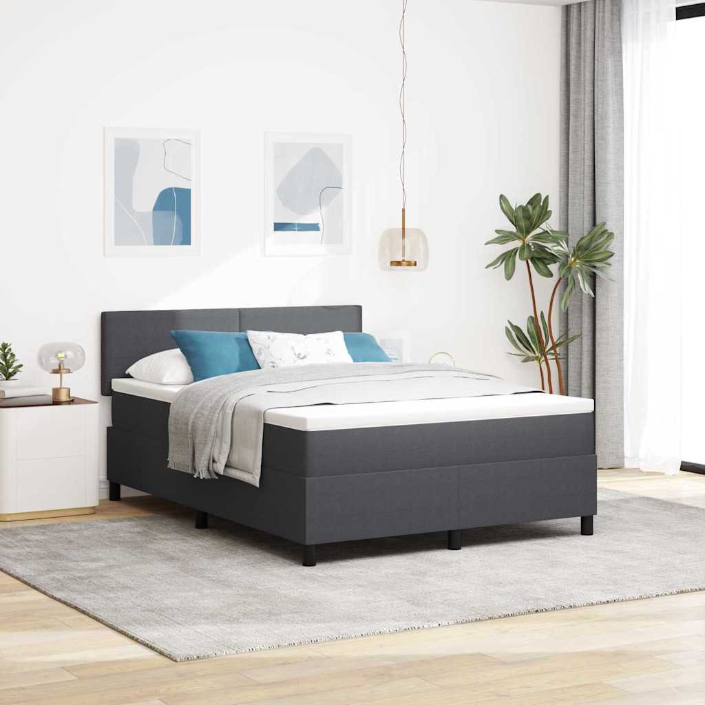 Box spring seng Mørkegrå og Hvid 140 x 190 cm Velourstof