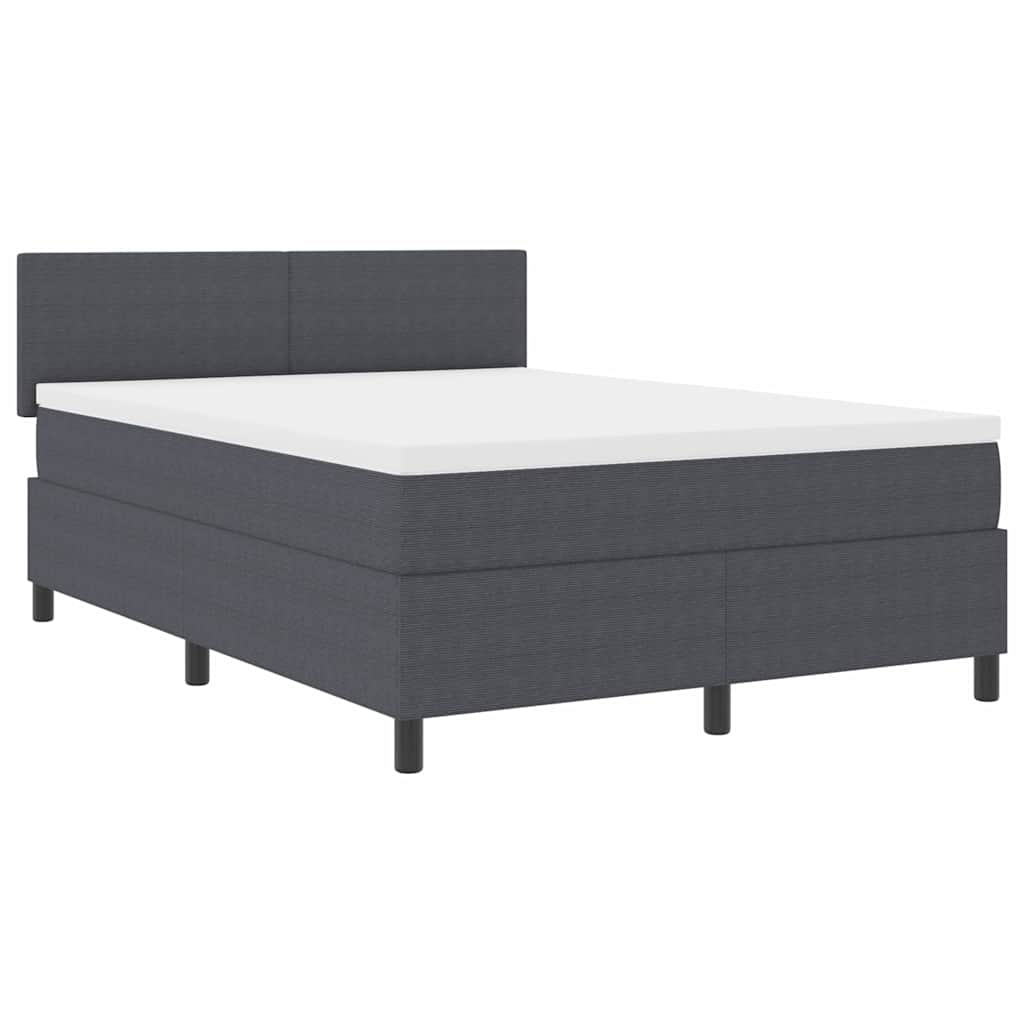 Box spring seng Mørkegrå og Hvid 140 x 190 cm Velourstof