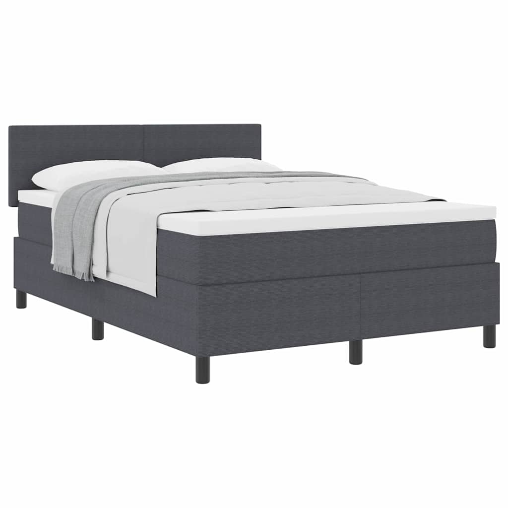 Box spring seng Mørkegrå og Hvid 140 x 190 cm Velourstof